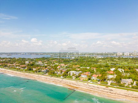 Photo for Aerial photo luxury beachfront homes in Palm Beach FL - Royalty Free Image