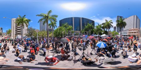 Photo for Miami, FL, USA - June 13, 2023: 360 equirectangular photo of Downtown Miami near the Wilkie D Ferguson Jr US Courthouse Trump pleads not guilty at Miami indictment hearing - Royalty Free Image