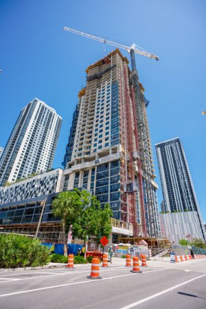 Photo for Miami, FL, USA - June 13, 2023: New highrise towers under construction Downtown Miami - Royalty Free Image