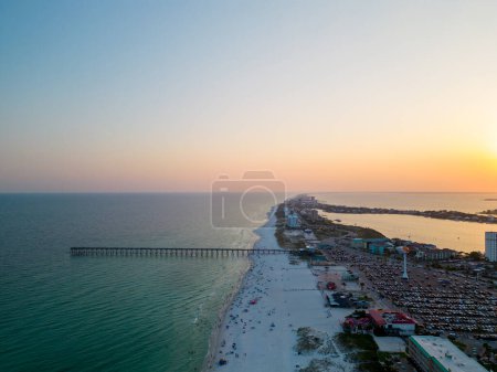 Photo for Aerial photo sunset on Pensacola Beach Florida - Royalty Free Image