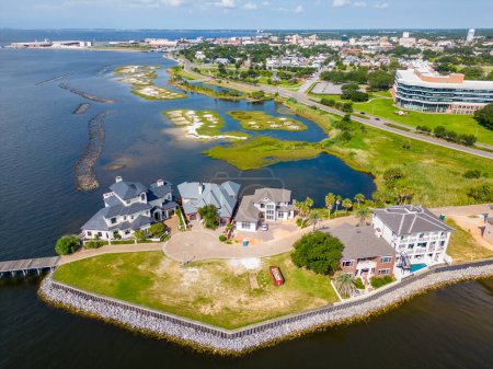 Luxury homes on the island of Muscogee Wharf Pensacola Florida USA