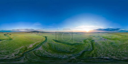 Photo for Aerial 360 equirectangular photo nature landscape Des Moines New Mexico sunrise - Royalty Free Image