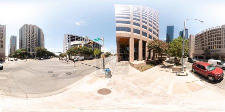 Photo for Austin, TX, USA - July 24, 2023: 360 equirectangular photo of Wells Fargo Building Downtown Austin Texas - Royalty Free Image