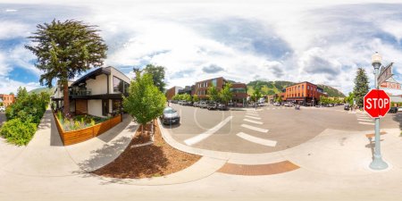 Photo for Aspen, CO, USA - July 27, 2023: 360 equirectangular panorama Hunter Street and Hyman Avenue Aspen - Royalty Free Image