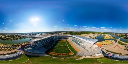 Foto de Waco, TX, USA - 24 de julio de 2023: Foto del avión no tripulado Aerial 360 McLane Stadium en Baylor University Waco Texas USA - Imagen libre de derechos