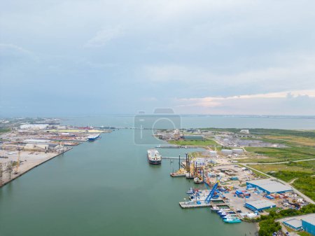 Téléchargez les photos : Vue aérienne de Port og Galveston Texas USA - en image libre de droit