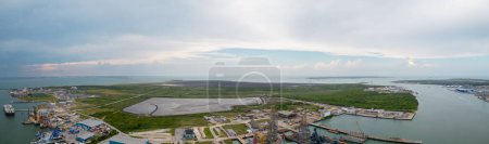 Téléchargez les photos : Panorama aérien Pelican Island Galveston Texas - en image libre de droit