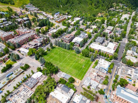 Photo for Aerial photo Wagner Park Aspen Colorado Summer 2023 - Royalty Free Image