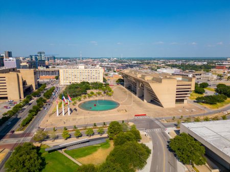 Photo for Aerial photo Dallas City Hall and Akard Plaza - Royalty Free Image