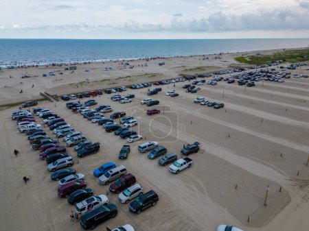Photo for Galveston, FL, USA - July 23, 2023: Aerial drone photo Stewart Beach Galveston Texas - Royalty Free Image