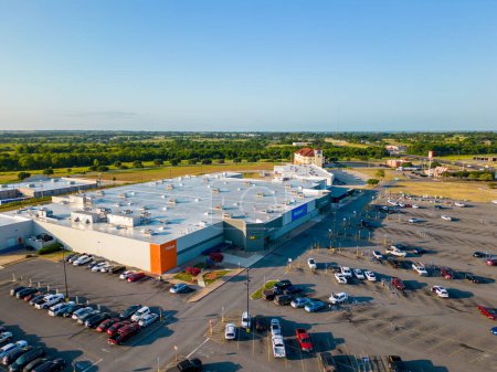 Photo for Brenham, TX, USA - July 24, 2023: Aerial drone photo Brenham Texas Walmart - Royalty Free Image