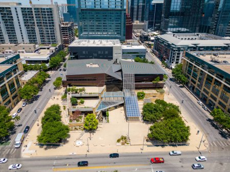 Photo for Austin, TX, USA - July 24, 2023: Aerial photo Austin City Hall government building - Royalty Free Image
