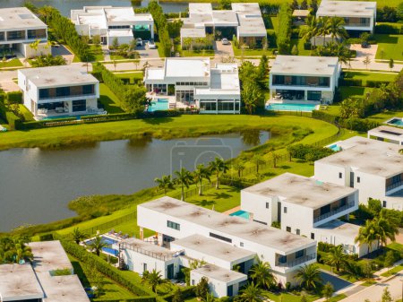 Photo for Aerial drone photo of Botaniko Weston luxury mansion homes - Royalty Free Image
