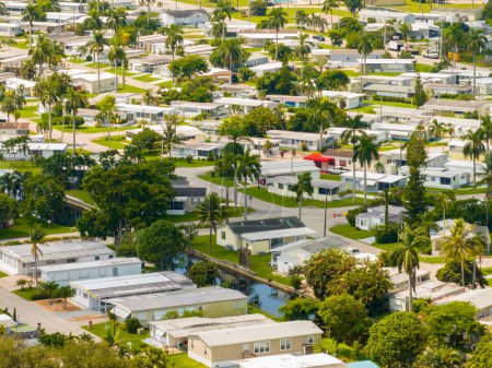 Aerial drone photo mobile home park Davie Florida USA