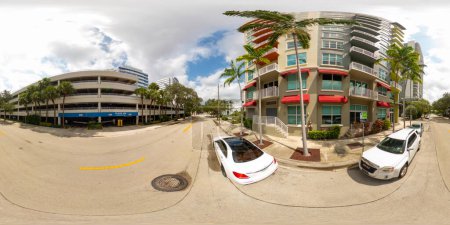 Photo for Fort Lauderdale, FL, USA - August 25, 2023: Downtown fort Lauderdale 360 equirectangular photo Nola Lofts residential tower - Royalty Free Image