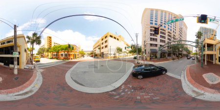 Photo for Fort Lauderdale, FL, USA - August 25, 2023: Downtown fort Lauderdale 360 equirectangular photo Riverfront Circle - Royalty Free Image