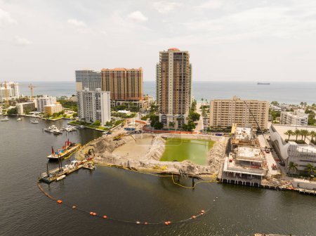 Photo for Fort Lauderdale, FL, USA - August 31, 2023: Aerial photo The New Las Olas Marina Fort Lauderdale - Royalty Free Image