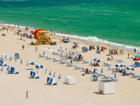 Photo for Miami Beach, FL, USA - September 3, 2023: Tourists in Miami Beach September 3 2023 summer vibes - Royalty Free Image