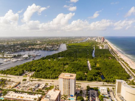 Photo for Aerial photo Hugh Taylor Birch State Park Fort Lauderdale Beach FL - Royalty Free Image