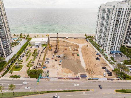 Photo for Sunny Isles Beach, FL, USA - September 26, 2023: Aerial drone stages photo St Regis Residences Sunny Isles Beach Miami Florida The Infinite Beach - Royalty Free Image