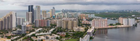 Photo for Aerial drone panorama Sunny Isles Beach FL circa 2023 - Royalty Free Image