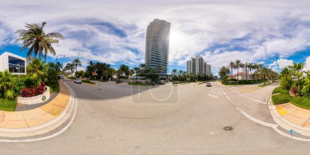 Photo for Sunny Isles Beach, FL, USA - October 6, 2023: 360 equirectangular photo Golden Beach City Hall new modern building - Royalty Free Image