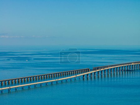 Photo for Aerial telephoto Florida Keys Seven Mile Bridge old and new - Royalty Free Image