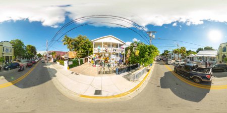 Photo for Key West, FL, USA - October 21, 2023: Skeletons for Halloween on Duval Street Key West 360 equirectangular stock photo - Royalty Free Image