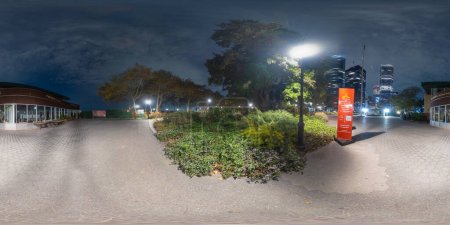 Photo for New York, NY, USA - October 27, 2023: Night 360 photo The View at The Battery Park New York equirectangular spherical - Royalty Free Image