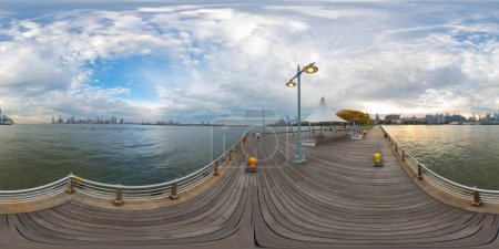 Photo for New York, NY, USA - October 27, 2023: Christopher Street Pier Park New York. 360 equirectangular photo VR - Royalty Free Image