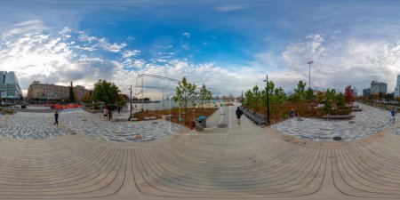 Photo for New York, NY, USA - October 27, 2023: 360 equirectangular photo New York piers - Royalty Free Image