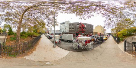 Photo for New York, NY, USA - October 27, 2023: Fancy horse carriage in NYC New York. 360 VR equirectangular photo - Royalty Free Image