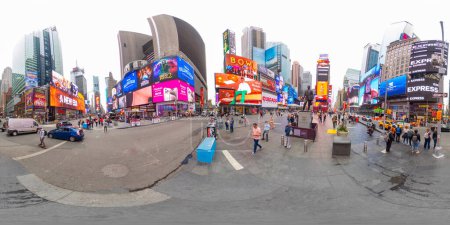 Foto de Nueva York, NY, EE.UU. - 27 de octubre de 2023: Foto de stock New York Times Square circa 2023. 360 VR foto equirectangular - Imagen libre de derechos