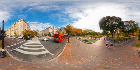 Téléchargez les photos : Washington DC, États-Unis - 28 octobre 2023 : Lafayette Square by The White House DC. 360 panorama VR photo équirectangulaire - en image libre de droit