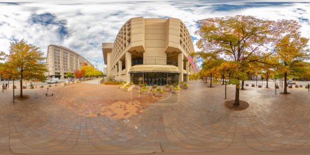 Foto de Washington DC, Estados Unidos - 28 de octubre de 2023: J Edgar Hoover FBI Building. 360 panorama VR equirectangular foto - Imagen libre de derechos