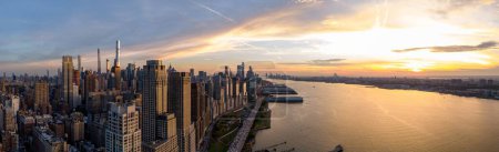 Photo for Aerial panorama NewYork sunset. View of Hudson River - Royalty Free Image