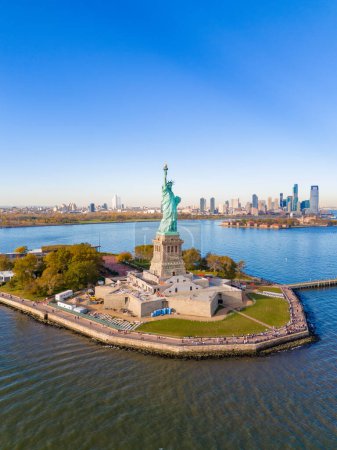 Photo for Aerial photo tour to the Statue of Liberty New York. This is a top destination when visiting the USA - Royalty Free Image