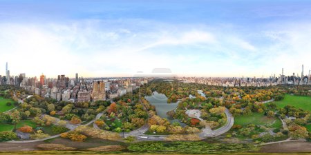 Téléchargez les photos : Vue aérienne 360 équirectangulaire de Central Park New York USA - en image libre de droit