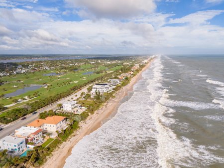 Photo for Aerial stock photo luxury homes on Ormond and Triton Beach Florida USA - Royalty Free Image