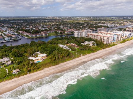 Photo for Aerial photo Hillsboro Beach luxury oceanfront real estate mansion homes - Royalty Free Image