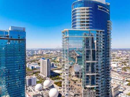 Photo for Miami, FL, USA - February 21, 2024:  Aerial photo Miami Worldcenter towers - Royalty Free Image