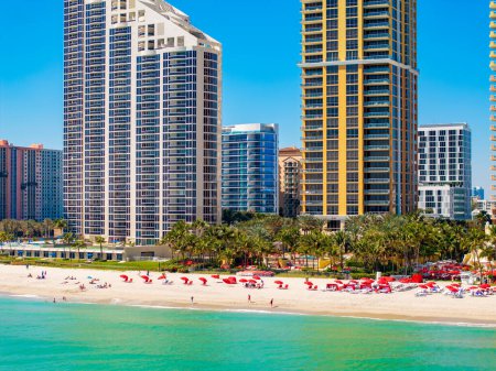 Photo for Aerial photo winter vacation in Sunny Isles Beach FL known as Little Moscow for it's population of Russian residents - Royalty Free Image