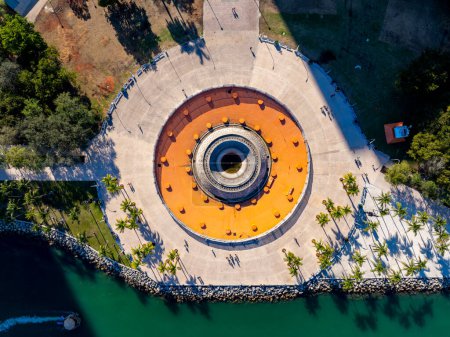 Luftaufnahme Brunnen im Bayfront Park Miami