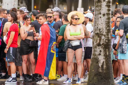Photo for Miami, FL, USA - March 23, 2024: Crowds of youth people waiting to get into Ultra Music Festival Miami 2024 - Royalty Free Image