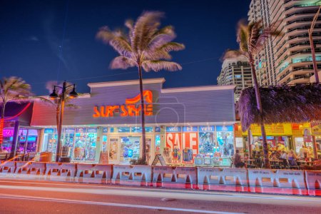 Photo for Fort Lauderdale, FL, USA - March 30, 2024: HDR night photo Surf Style Fort Lauderdale Beach FL - Royalty Free Image