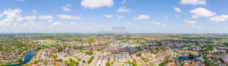 Aerial panorama residential neighborhoods in Kendall Miami FL 2024