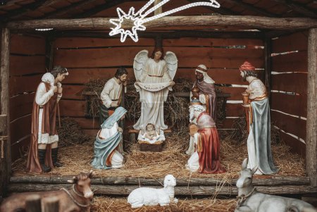 Foto de Nativity betlehem scene decoration at christmas - Imagen libre de derechos