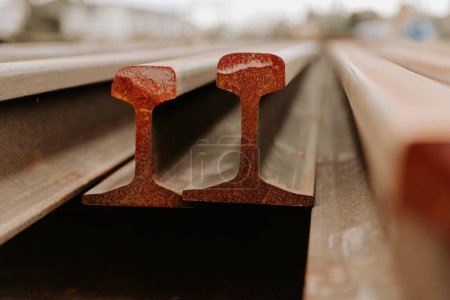 Detail of rusted railway rail