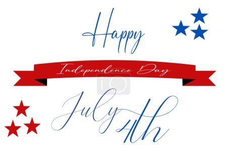 Isolé le 4 juillet Contexte. Joyeux ruban de bannière du 4 juillet pour marquer la fête de l'indépendance de l'Amérique sur fond blanc. 