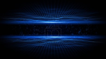 Abstract blue dot and line connection, Technology abstract background, Digital cyberspace background 3d Rendering